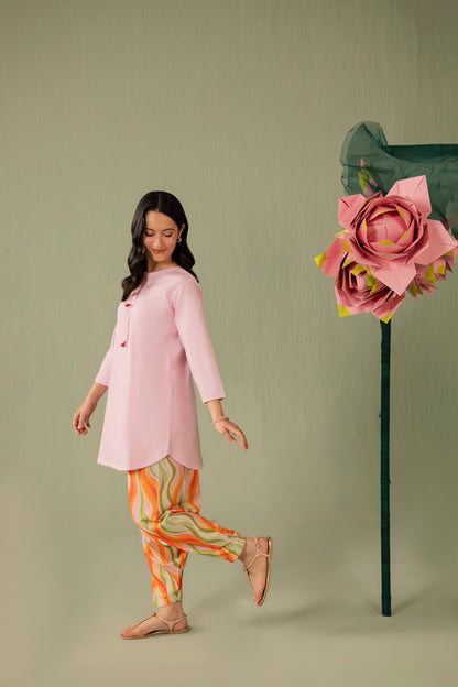 2PC Printed Solid Shalwar Kameez - AZ02