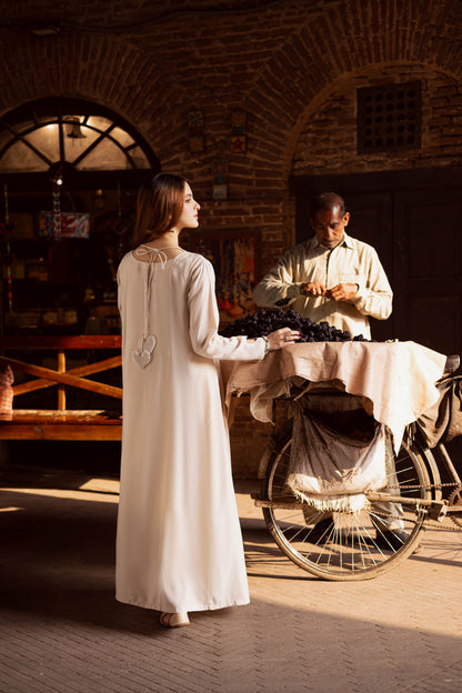 Raw Silk Frock-Cream