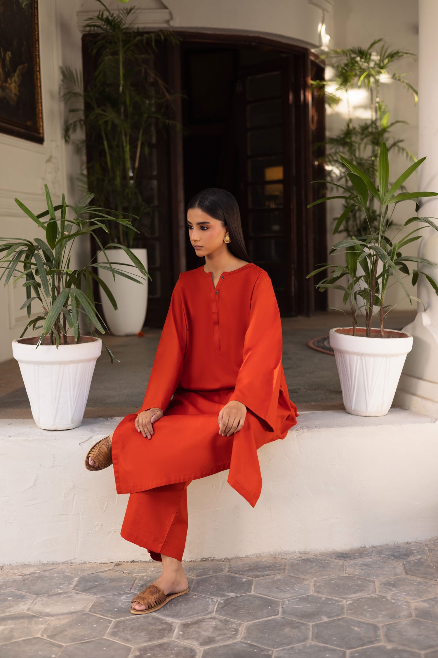 2 PC Khaddar Solid PSK 01 - Rust