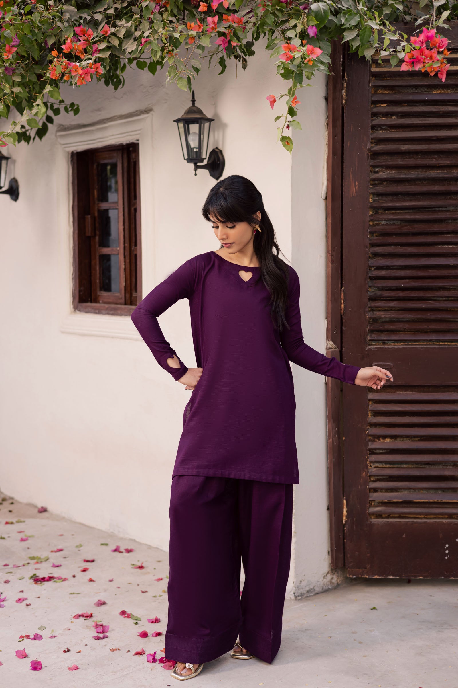 2PC Khaddar Solid HSK 06 – Dark Plum