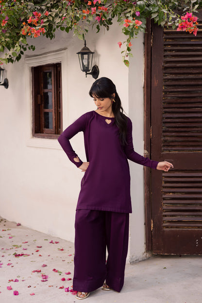 2PC Khaddar Solid HSK 06 – Dark Plum