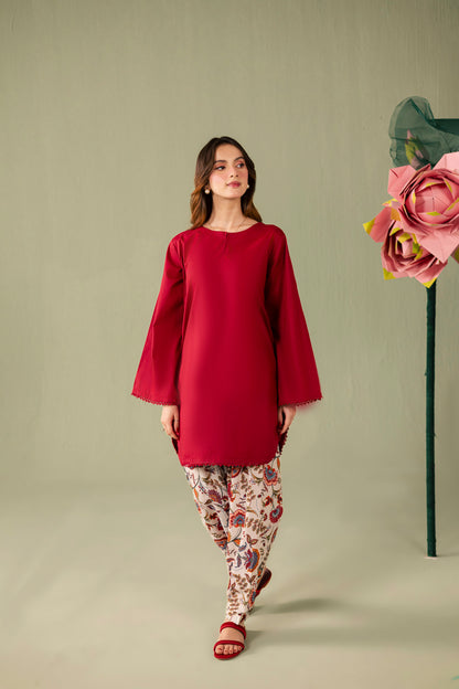 2PC Printed Solid Shalwar Kameez - AZ08