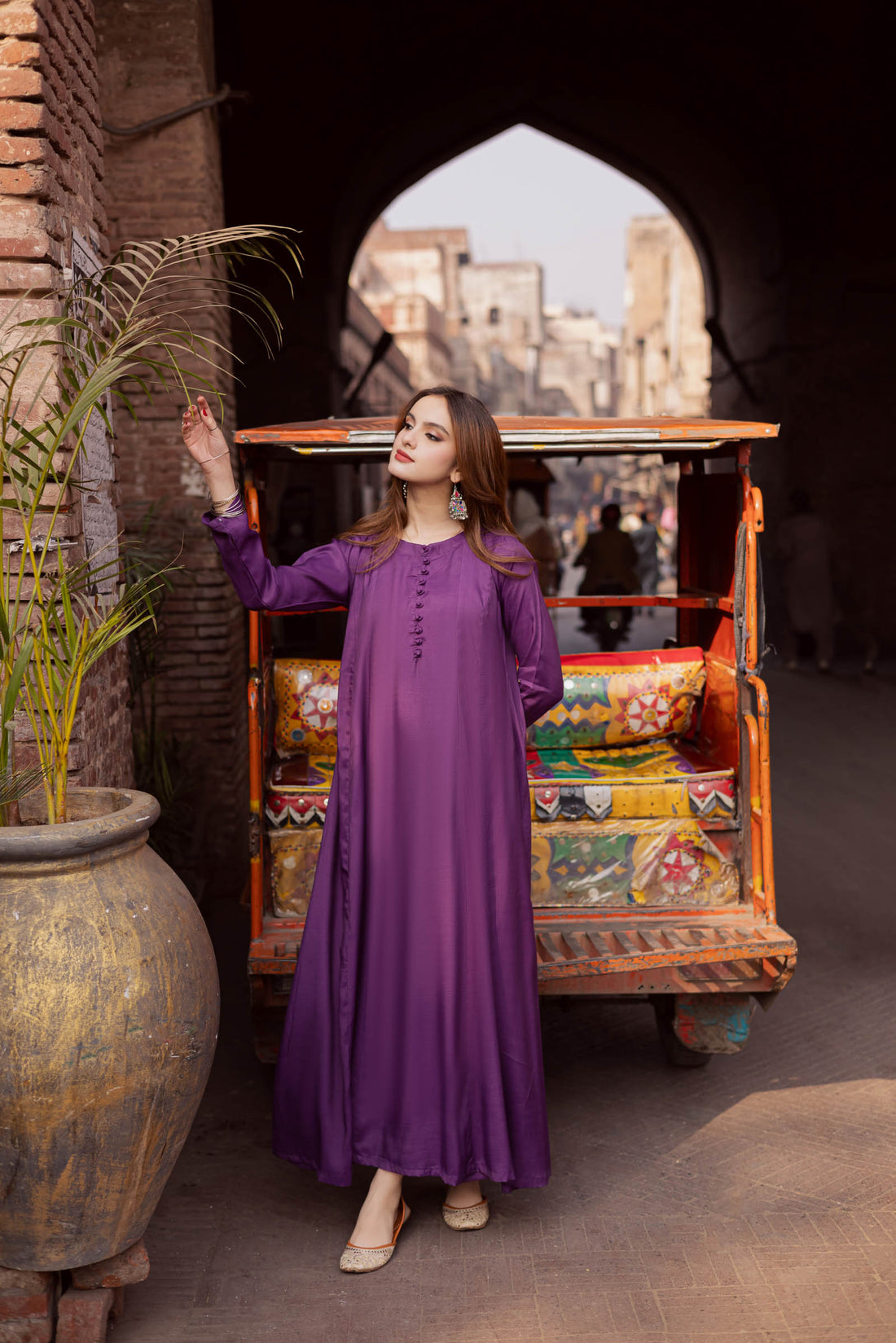 Raw Silk Frock-Purple