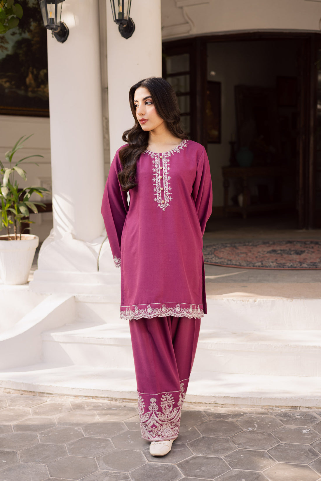2PC Winter Embroidered Dress - 1195