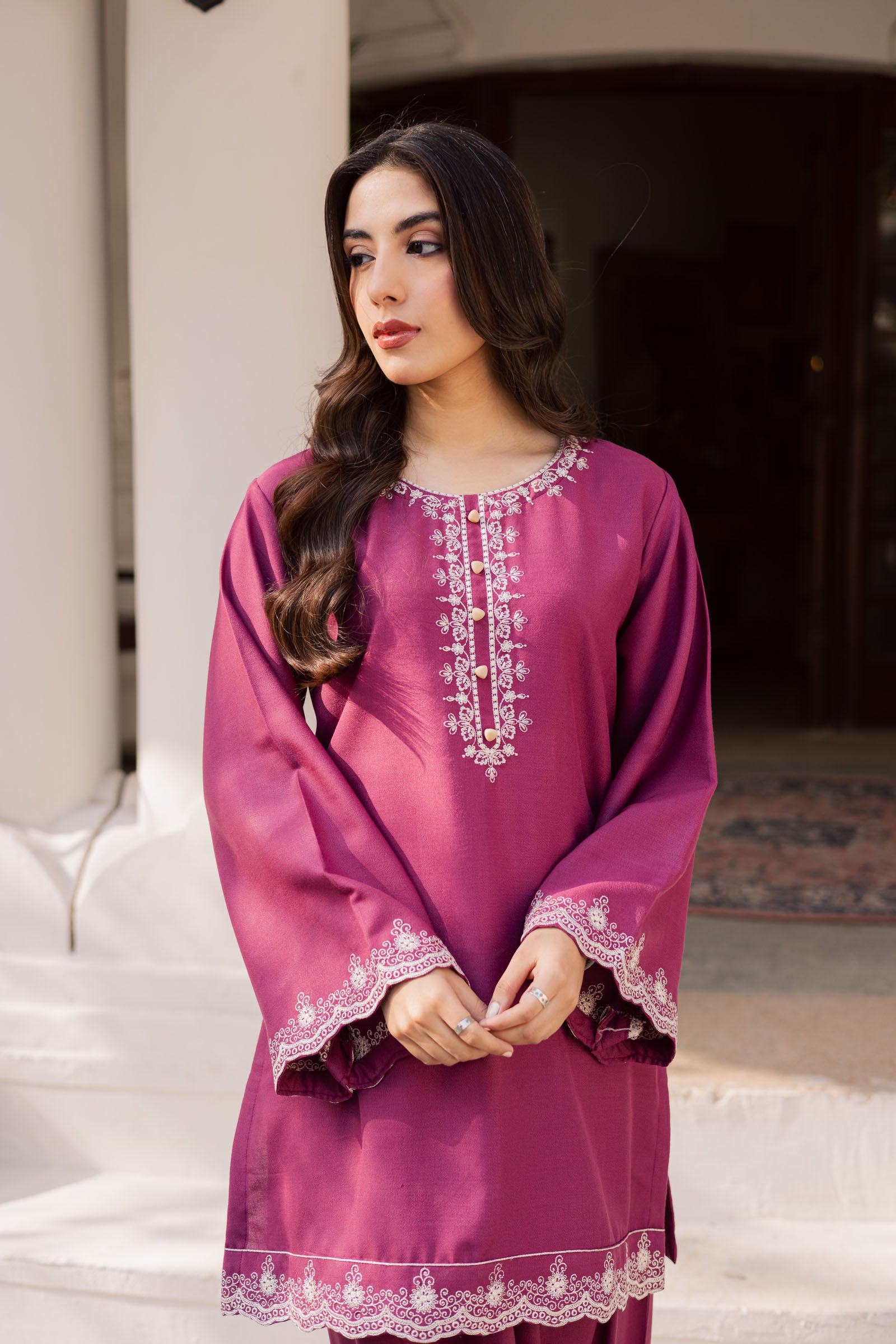 2PC Winter Embroidered Dress - 1195