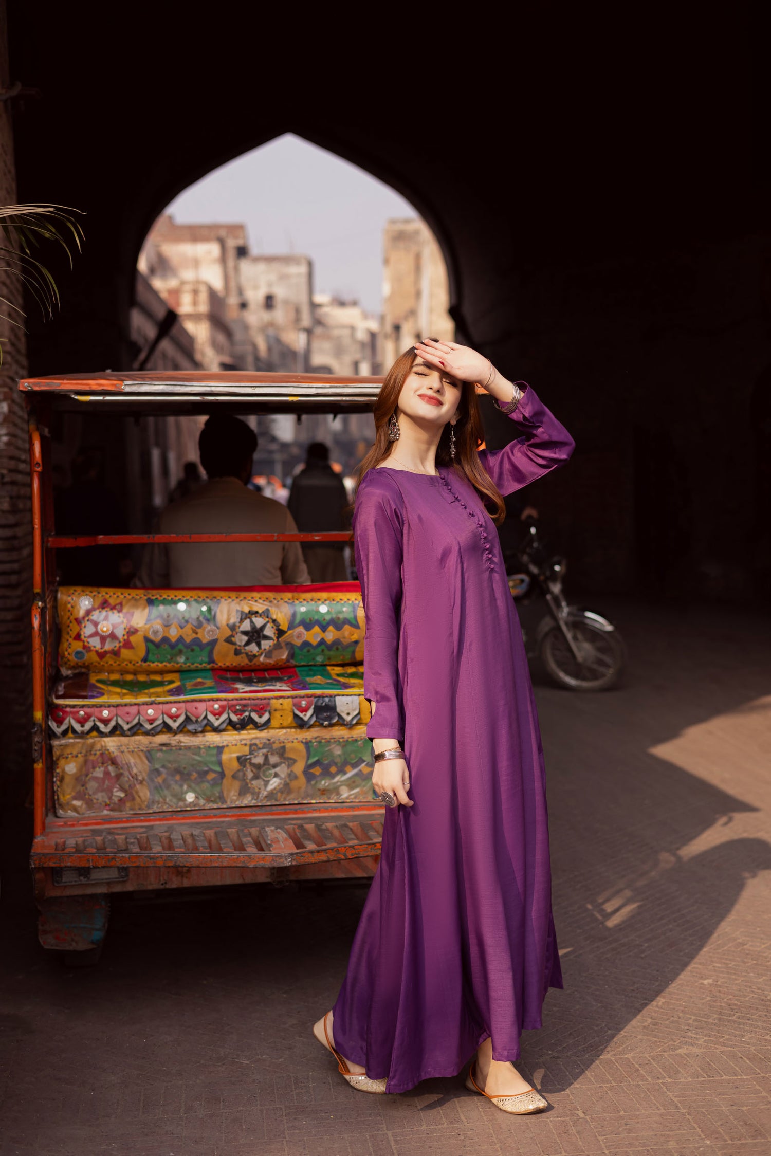 Raw Silk Frock-Purple