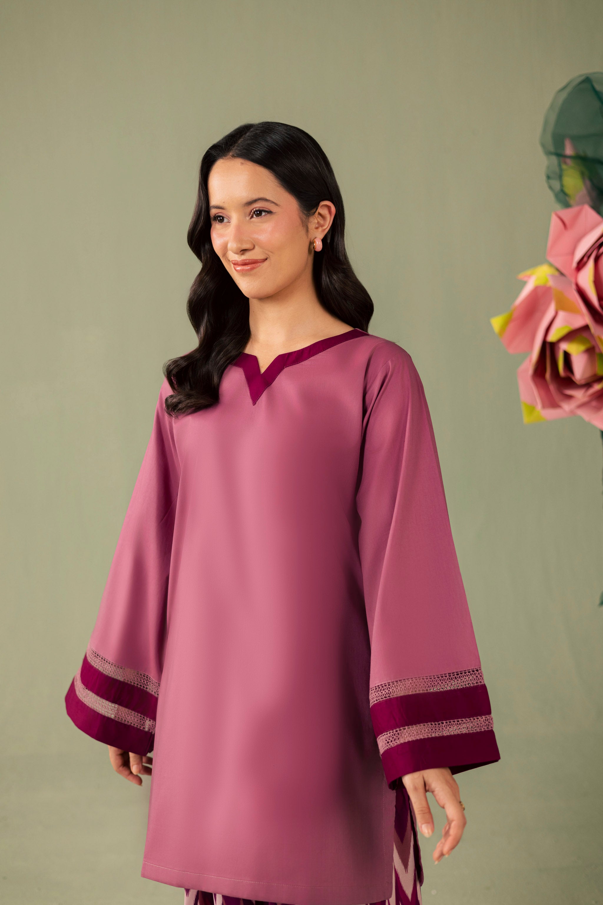 2PC Printed Solid Shalwar Kameez - AZ14