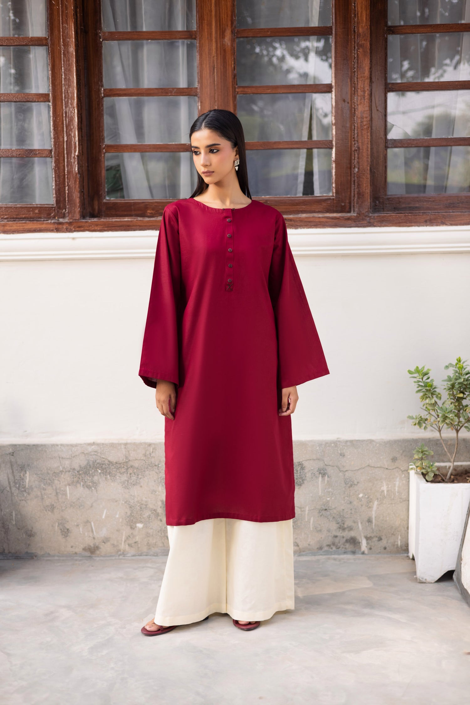 2 PC Khaddar Solid CSK 02 - Maroon