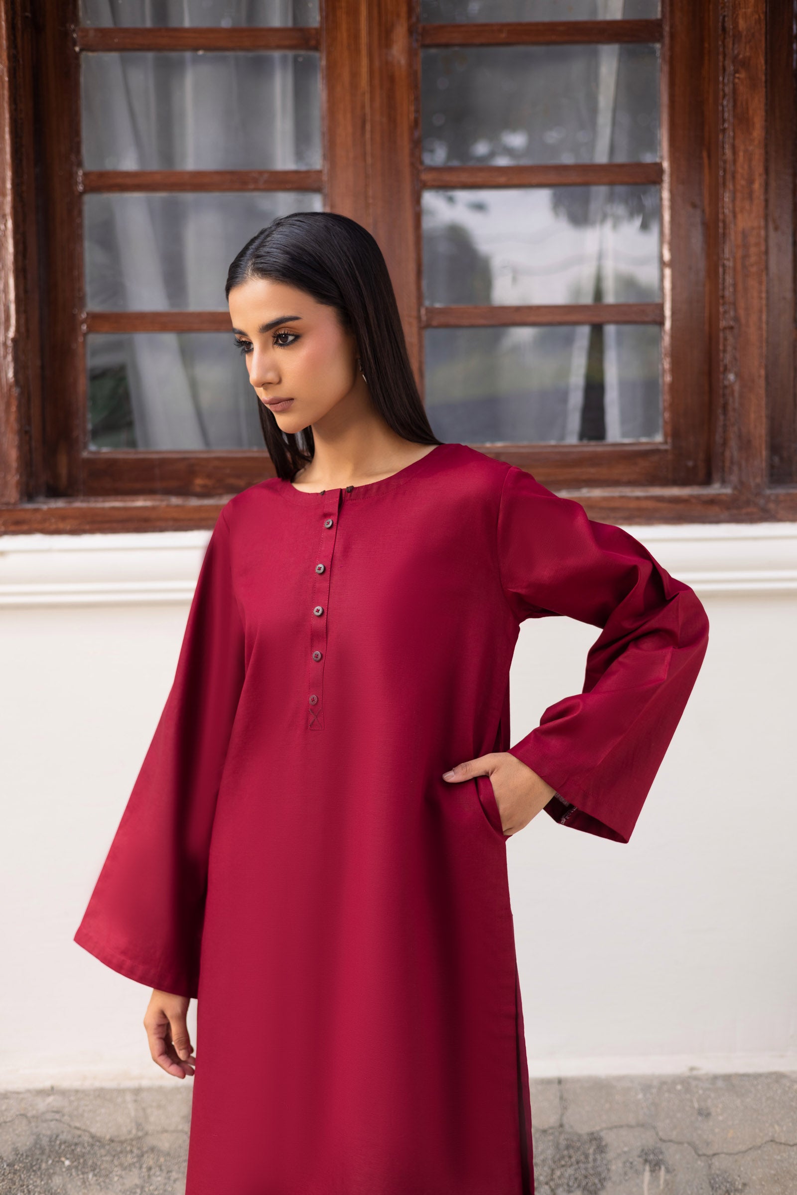 2 PC Khaddar Solid CSK 02 - Maroon