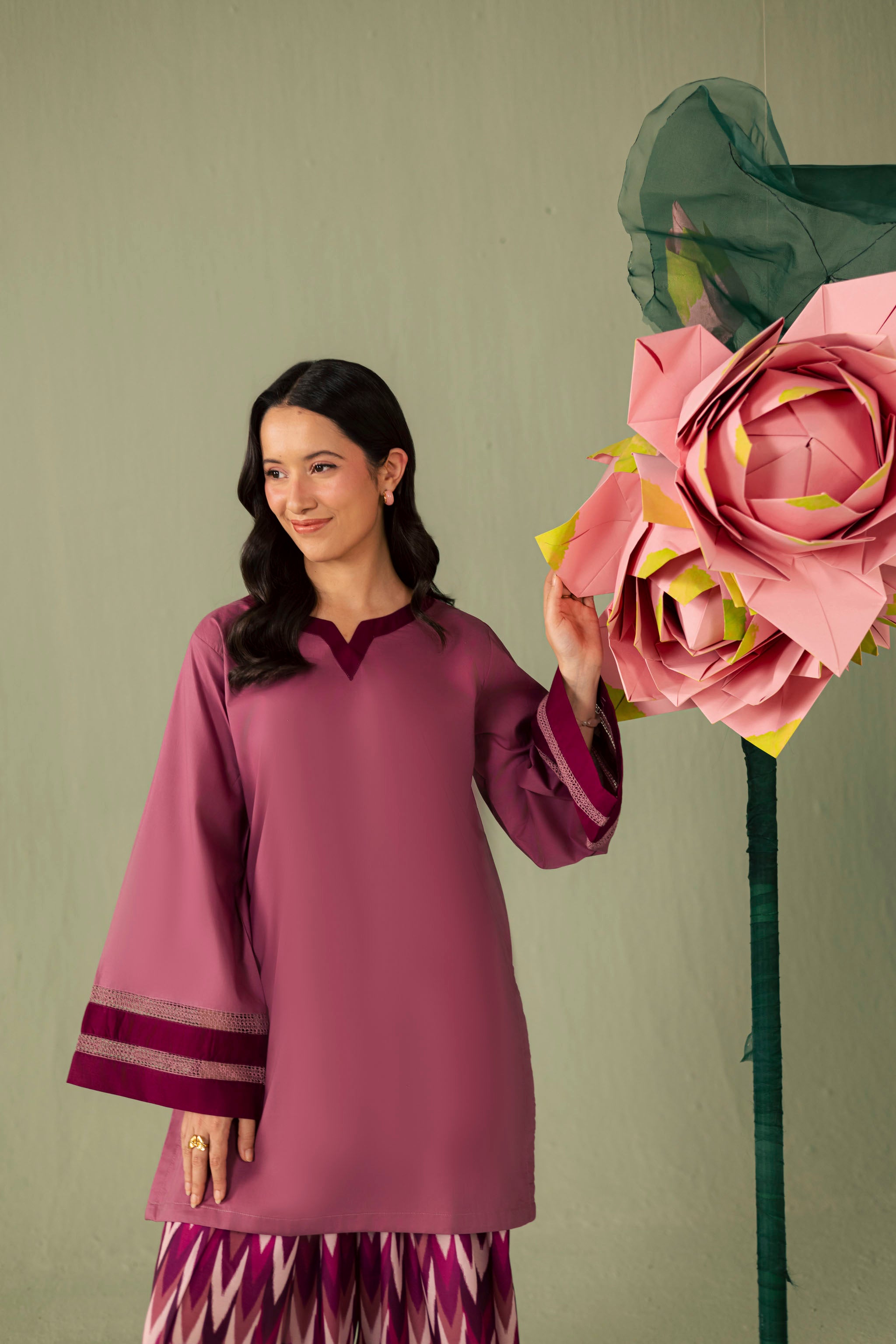 2PC Printed Solid Shalwar Kameez - AZ14