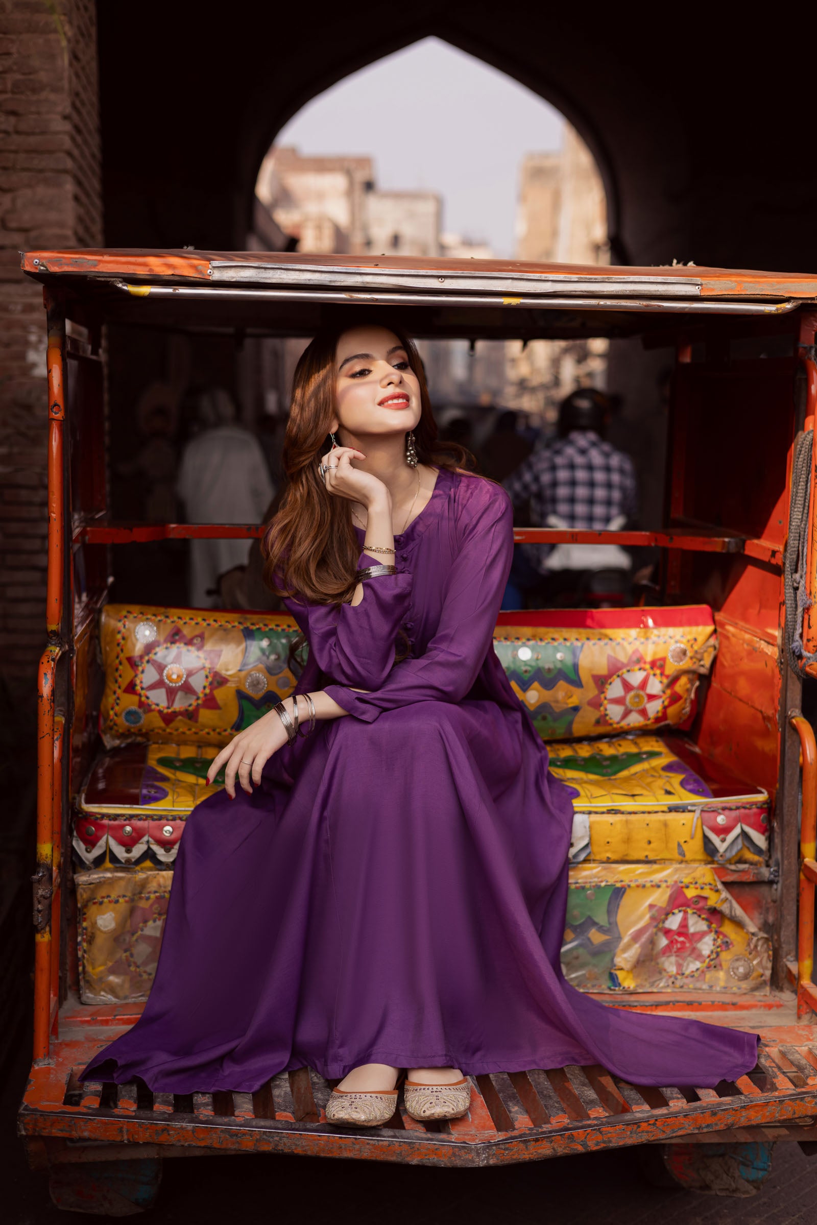 Raw Silk Frock-Purple