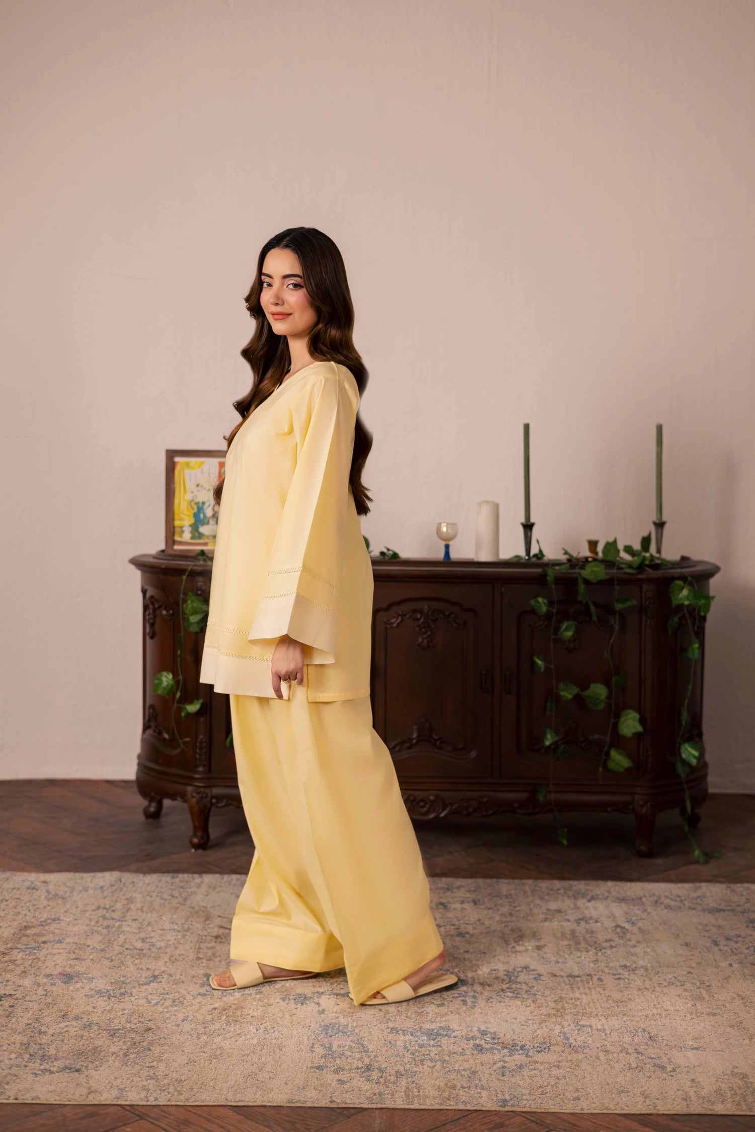 2PC Solid Colour Block Dress - 04 Butter Yellow