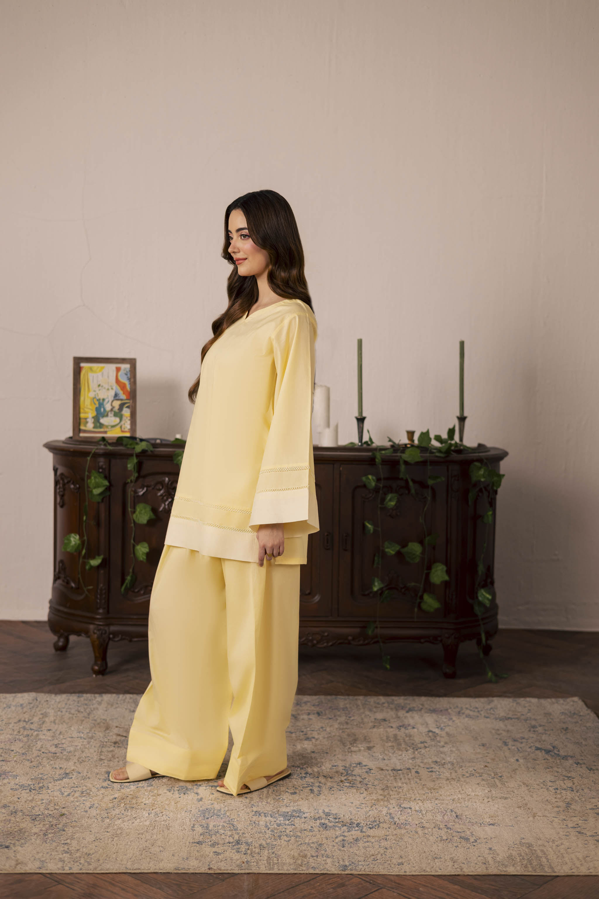 2PC Solid Colour Block Dress - 04 Butter Yellow