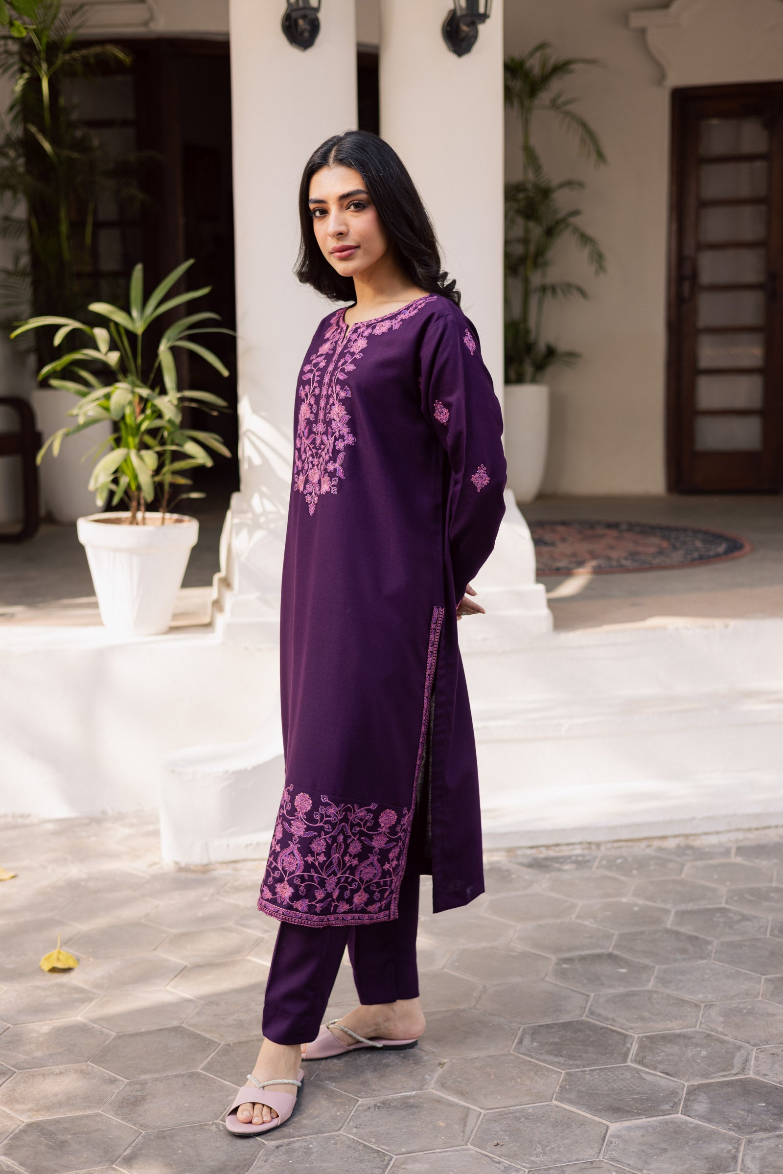 2PC Winter Embroidered Dress-1178