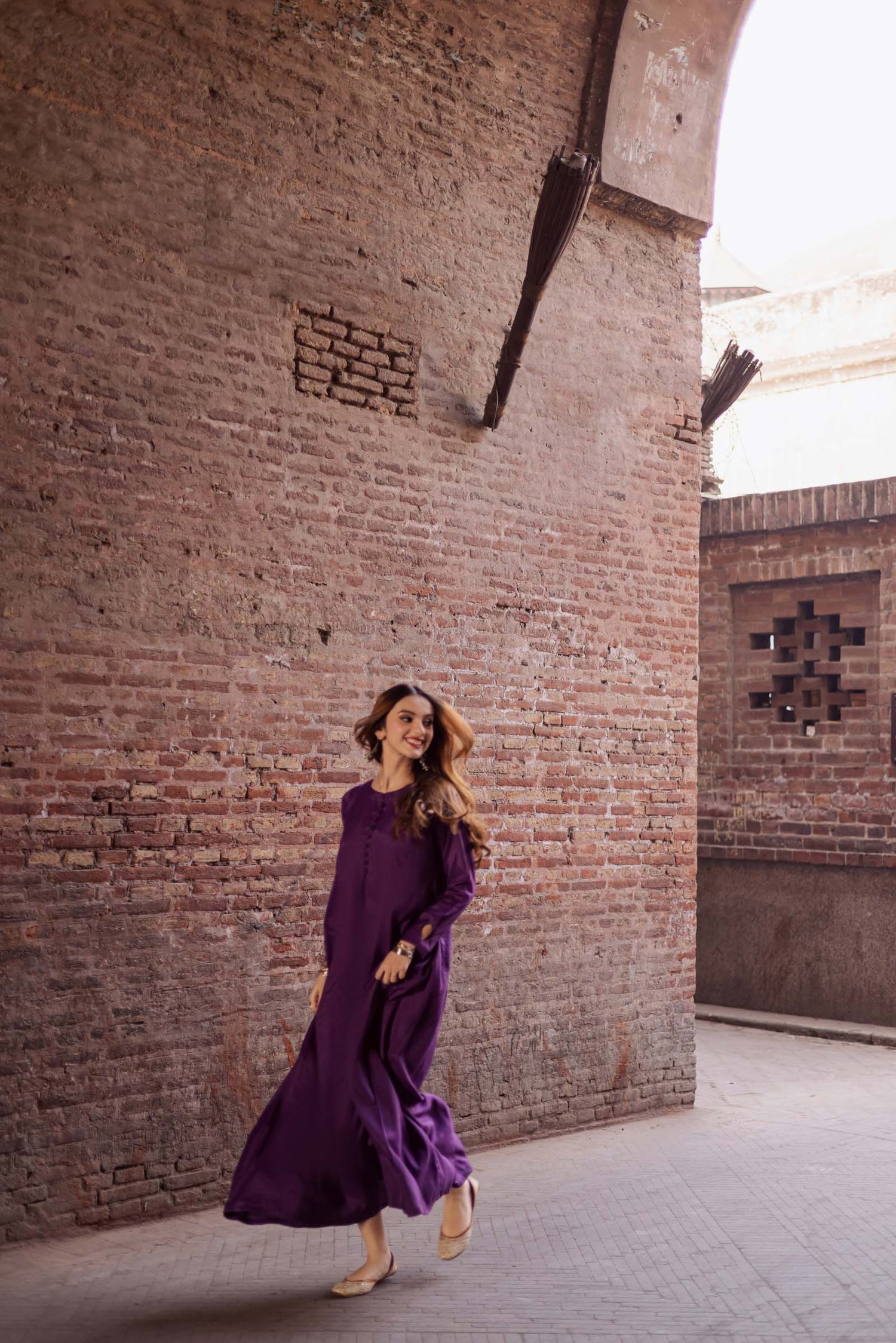 Raw Silk Frock-Purple