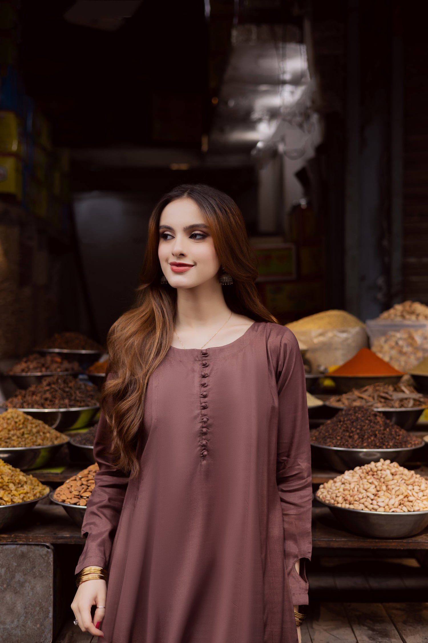 Raw Silk Frock-Chocolate Brown