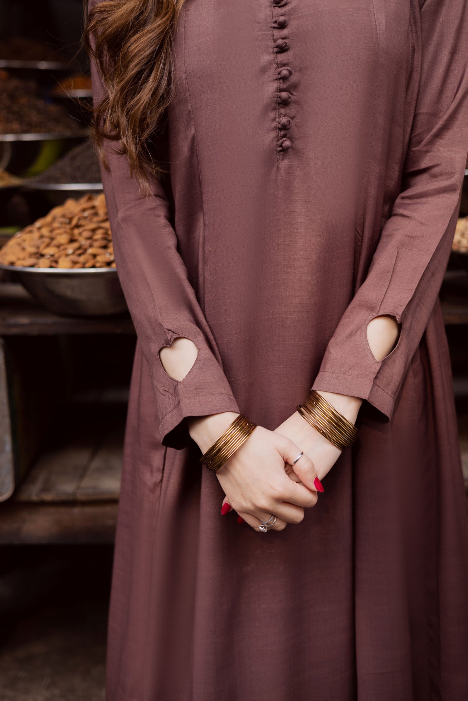 Raw Silk Frock-Chocolate Brown