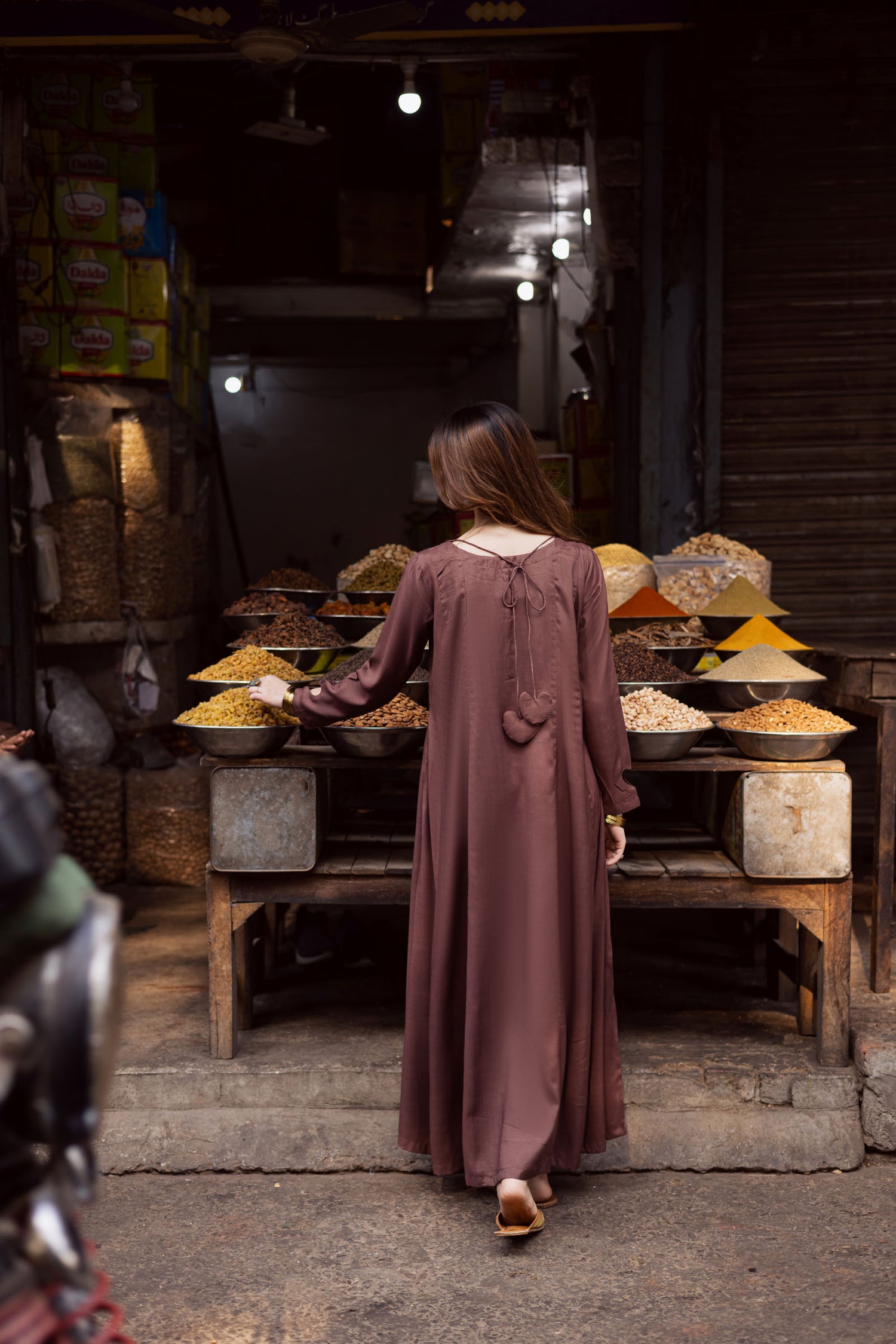 Raw Silk Frock-Chocolate Brown