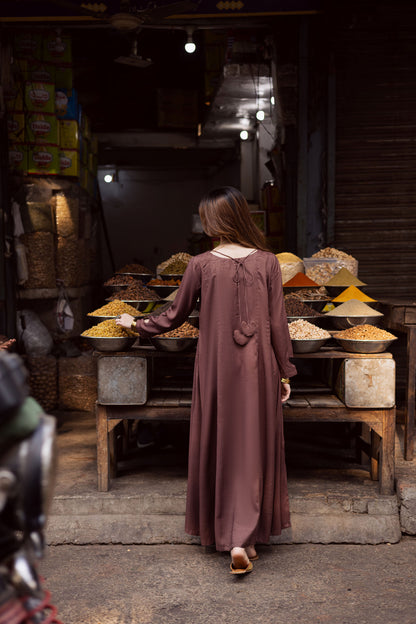 Raw Silk Frock-Chocolate Brown