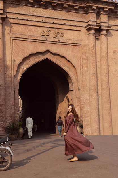 Raw Silk Frock-Chocolate Brown