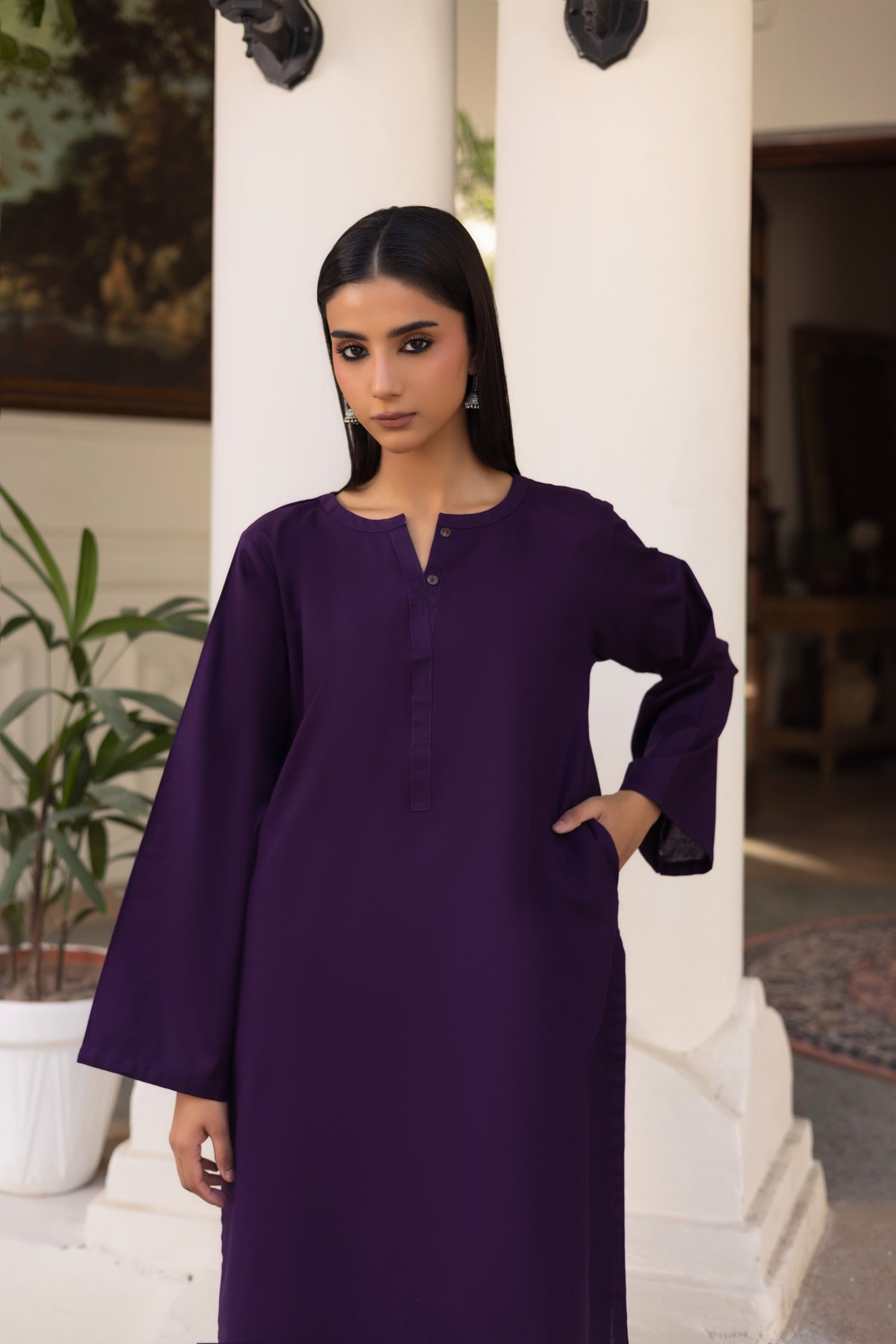 2 PC Khaddar Solid PSK 01 - Purple