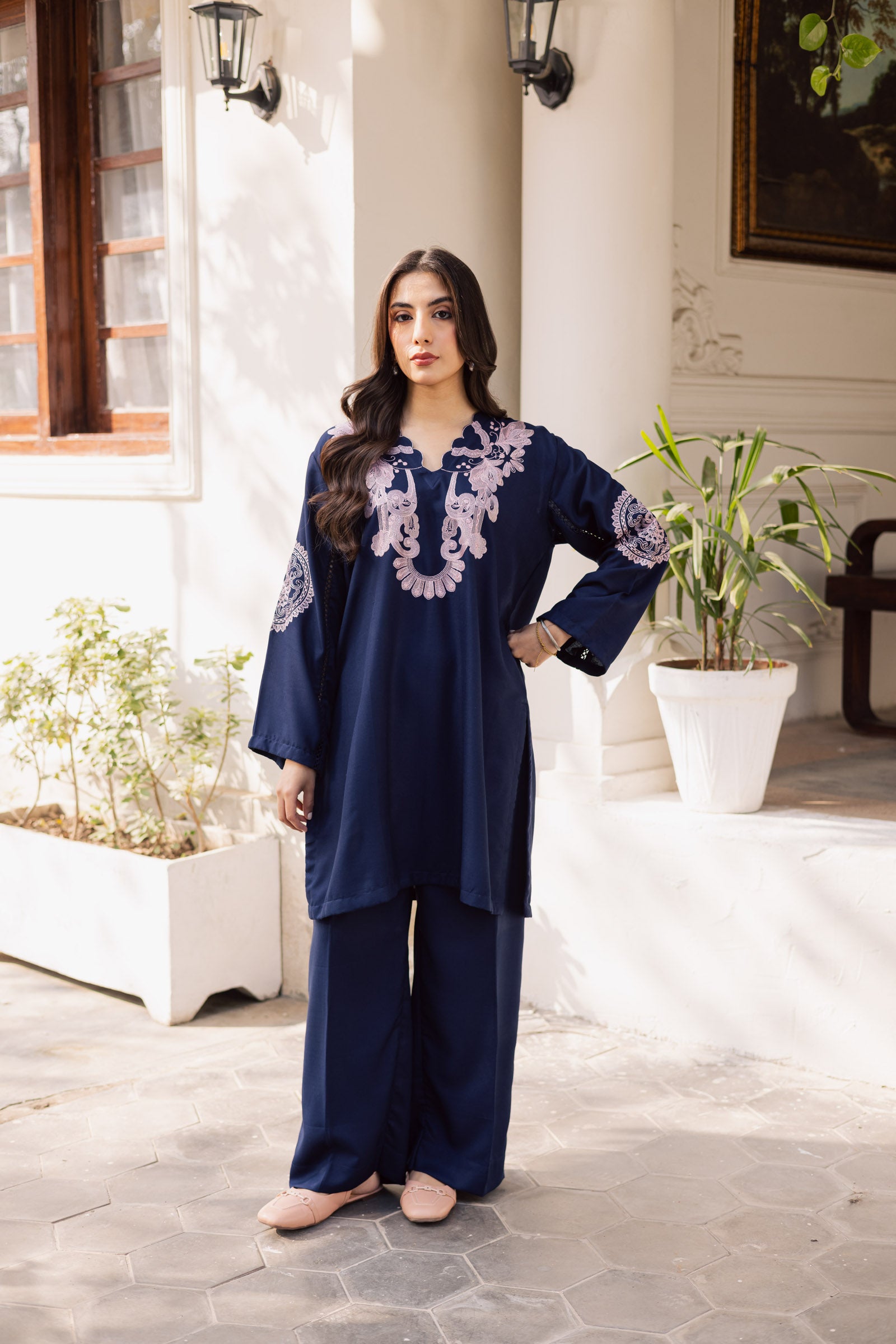 2PC Winter Embroidered Dress - 1190