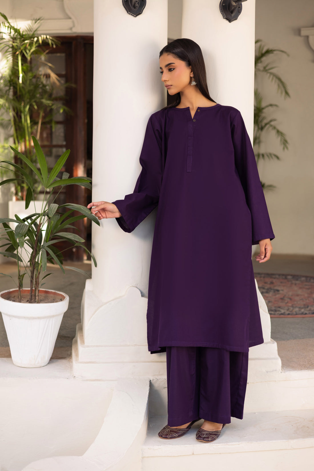 2 PC Khaddar Solid PSK 01 - Purple