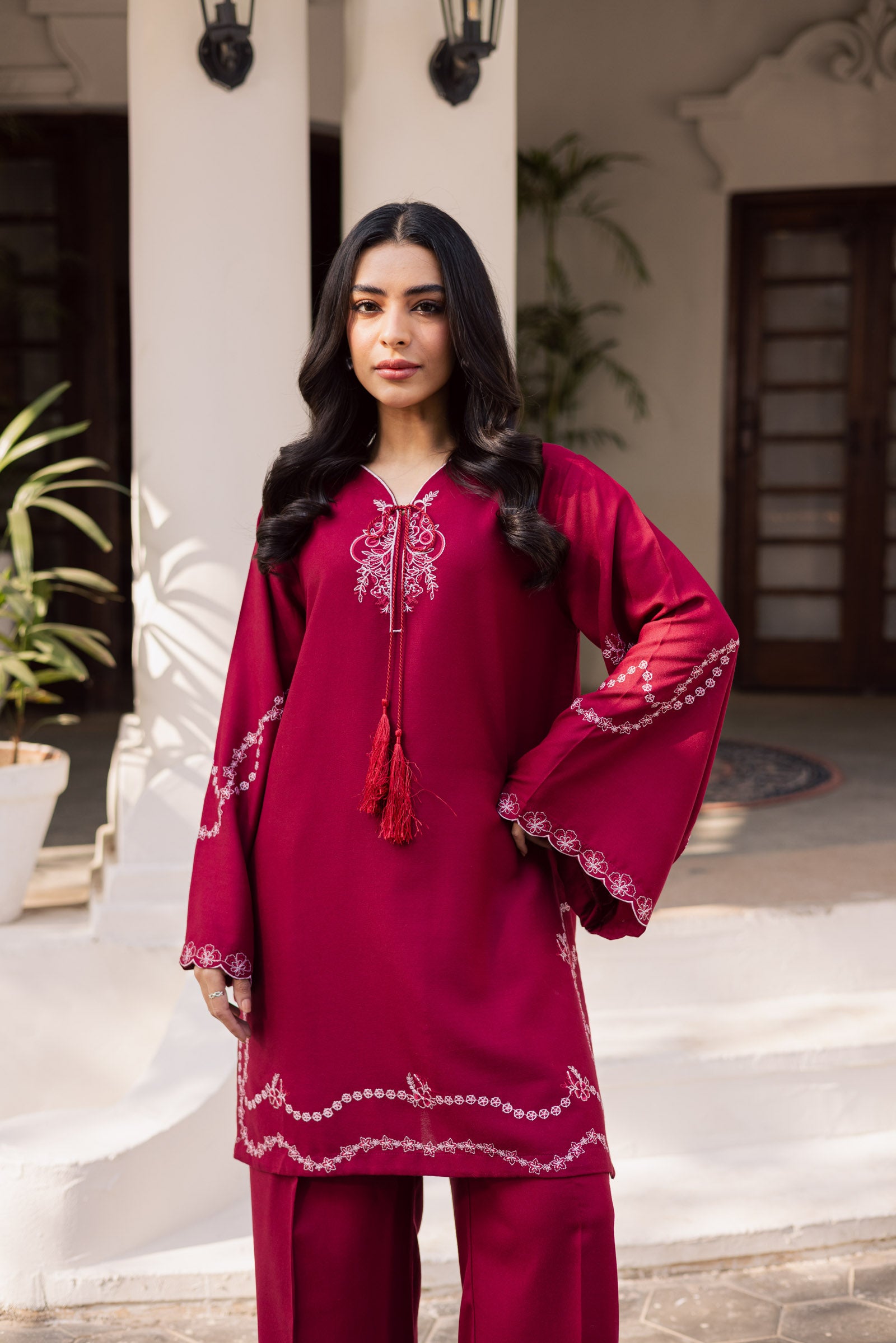 2PC Winter Embroidered Dress- 1175