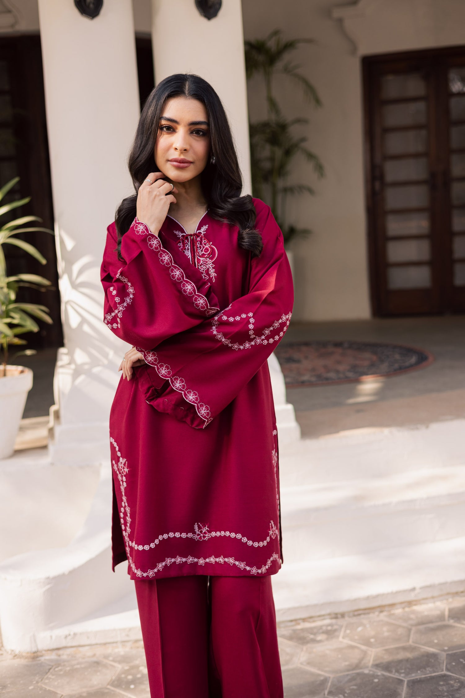 2PC Winter Embroidered Dress- 1175