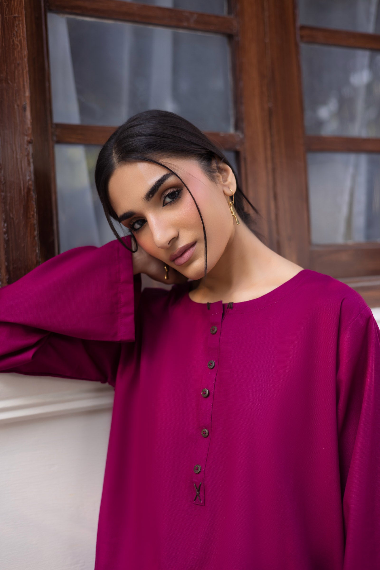 2 PC Khaddar Solid CSK 02 - Plum