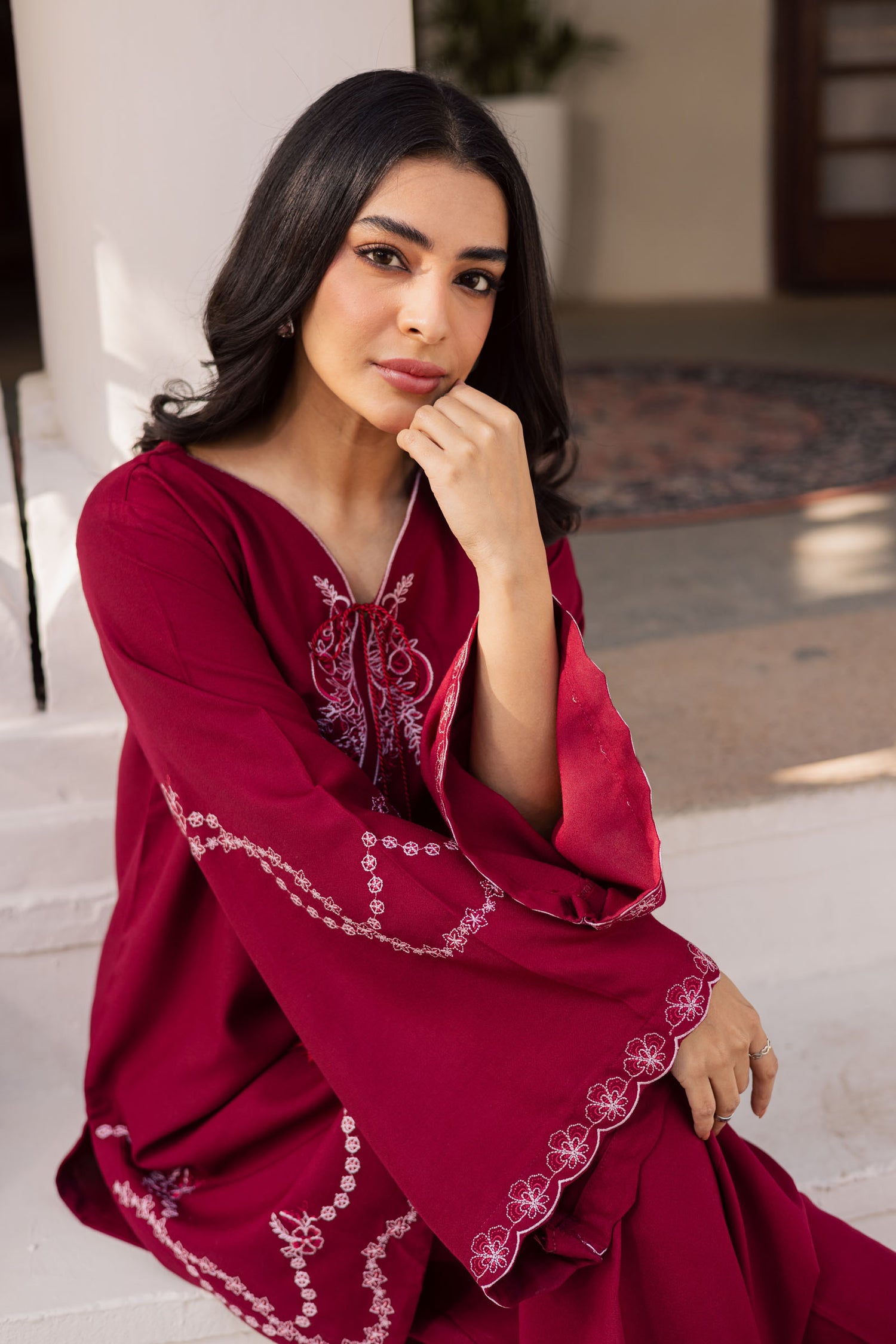 2PC Winter Embroidered Dress- 1175