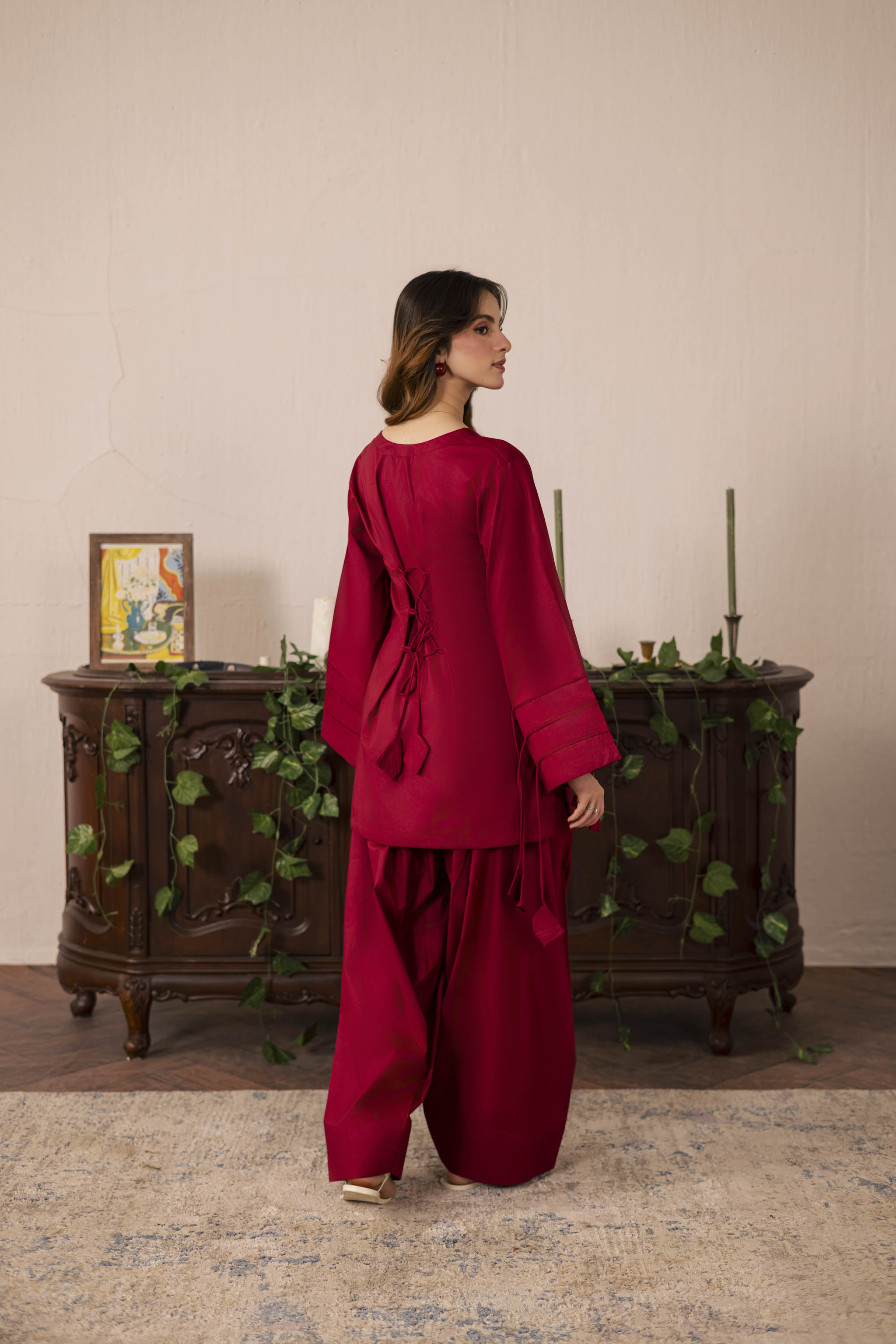 2PC Corset Dress - 01 Maroon