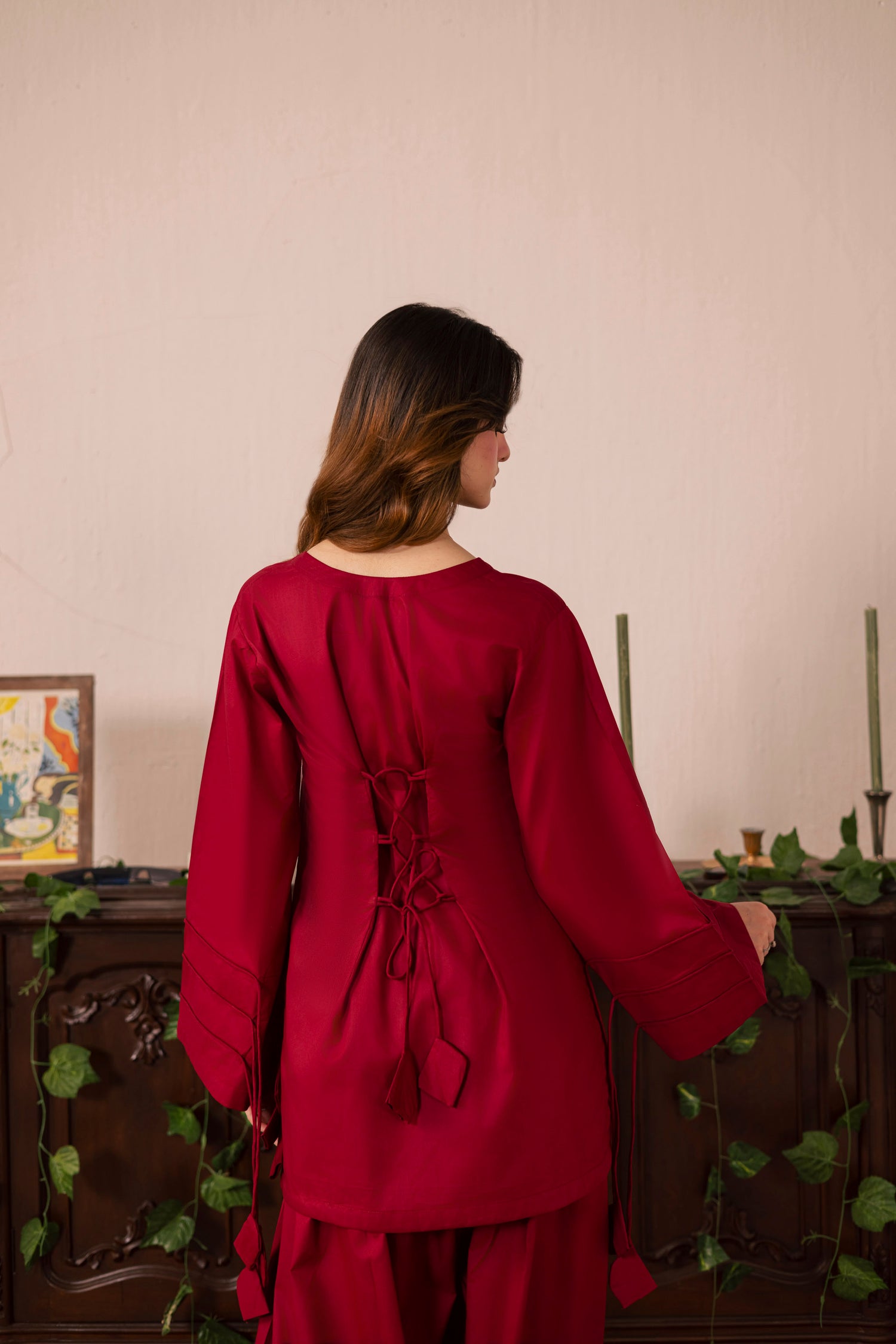 2PC Corset Dress - 01 Maroon