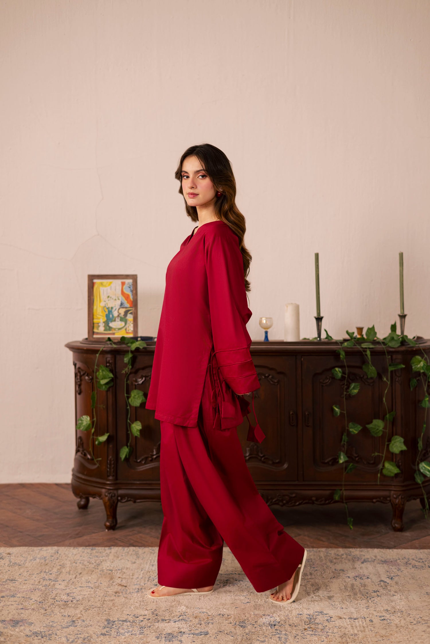2PC Corset Dress - 01 Maroon