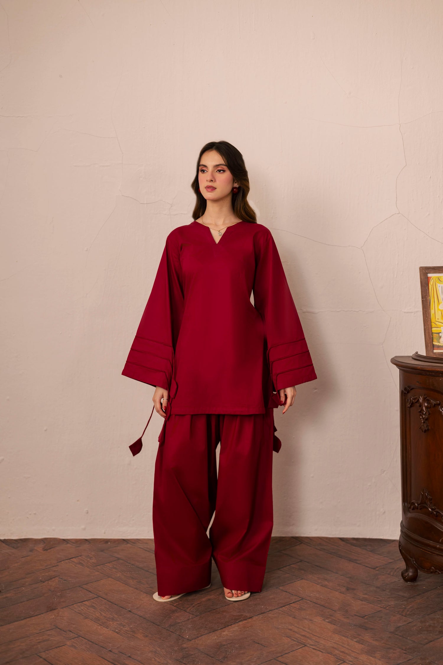 2PC Corset Dress - 01 Maroon