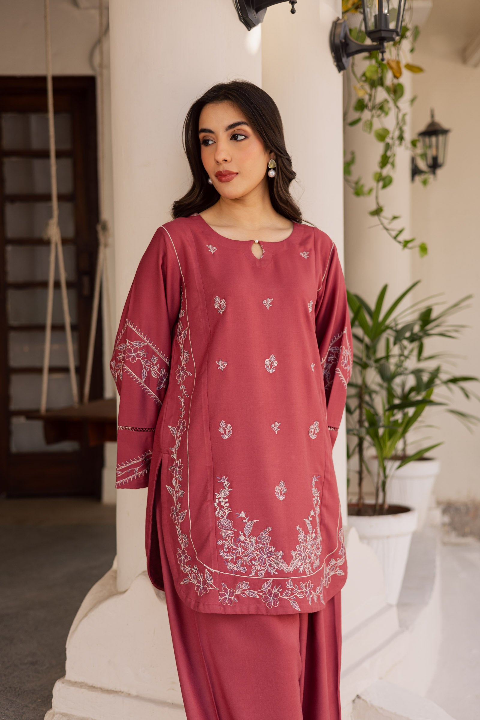 2PC Winter Embroidered Dress - 1202
