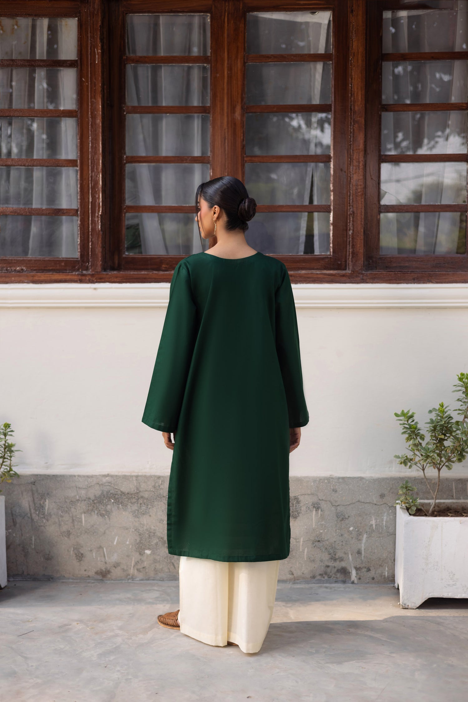 2 PC Khaddar Solid CSK 02 - Bottle Green