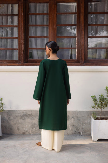 2 PC Khaddar Solid CSK 02 - Bottle Green