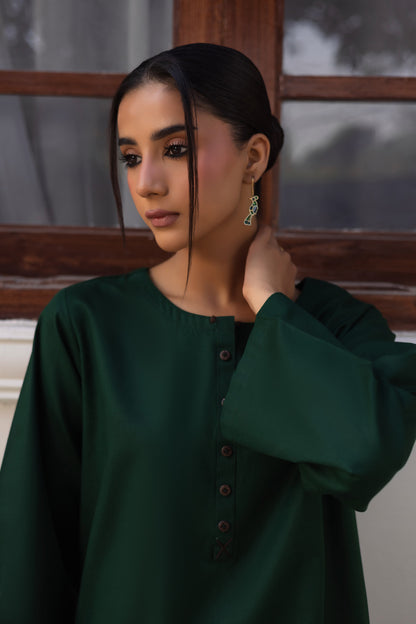 2 PC Khaddar Solid CSK 02 - Bottle Green