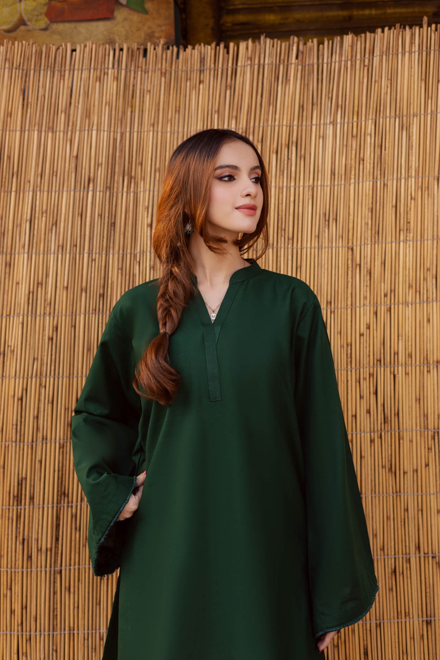 2PC Embroidered Khaddar MSK 05 – Bottle Green