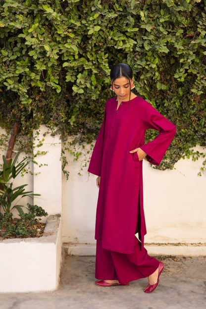 2 PC Khaddar Solid PSK 01 - Plum