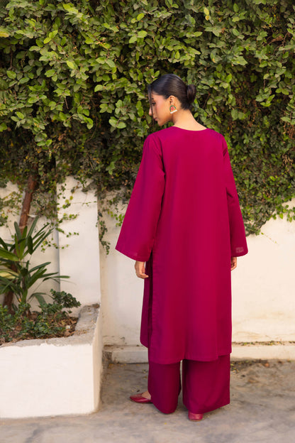 2 PC Khaddar Solid PSK 01 - Plum