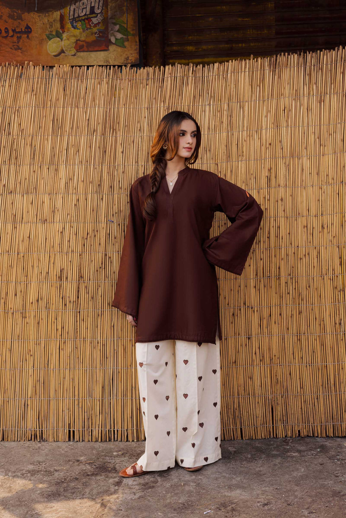 2PC Embroidered Khaddar MSK 05 – Dark Brown