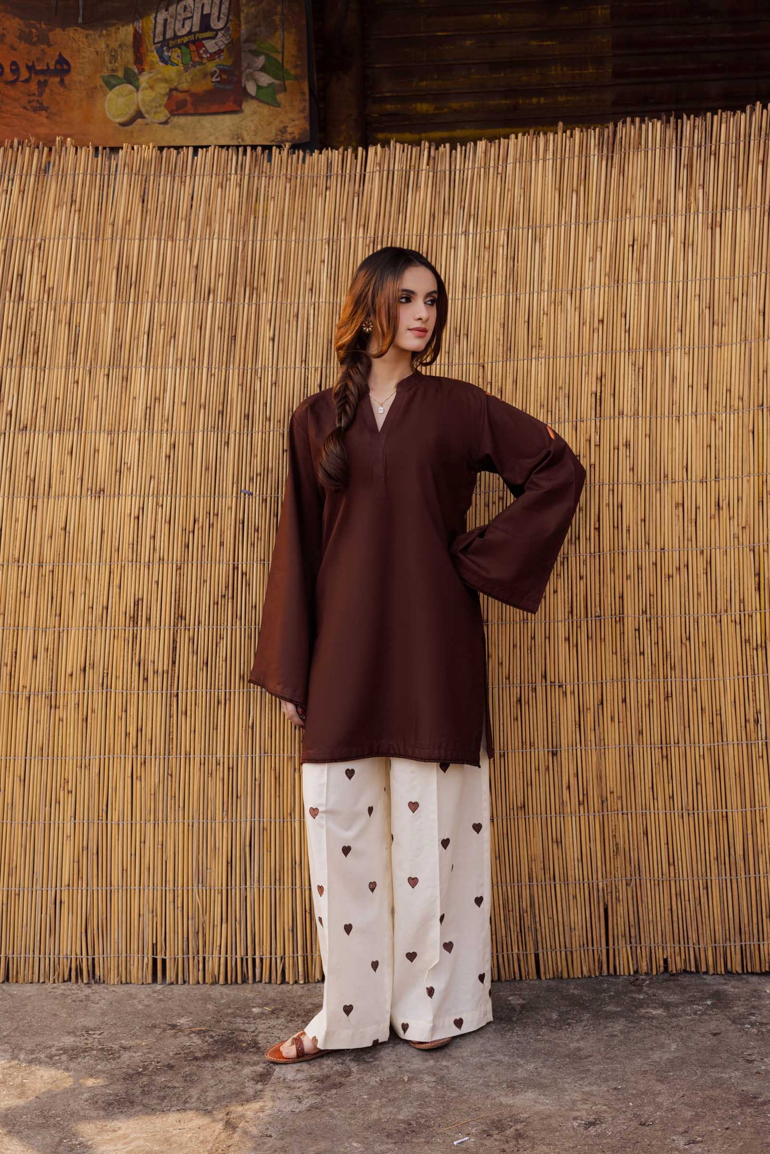 2PC Embroidered Khaddar MSK 05 – Dark Brown