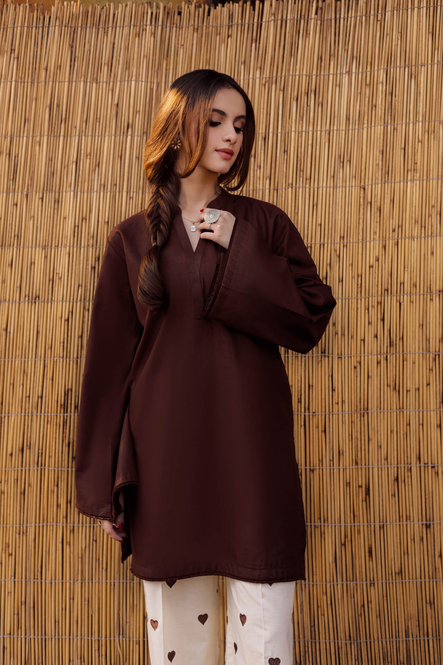 2PC Embroidered Khaddar MSK 05 – Dark Brown