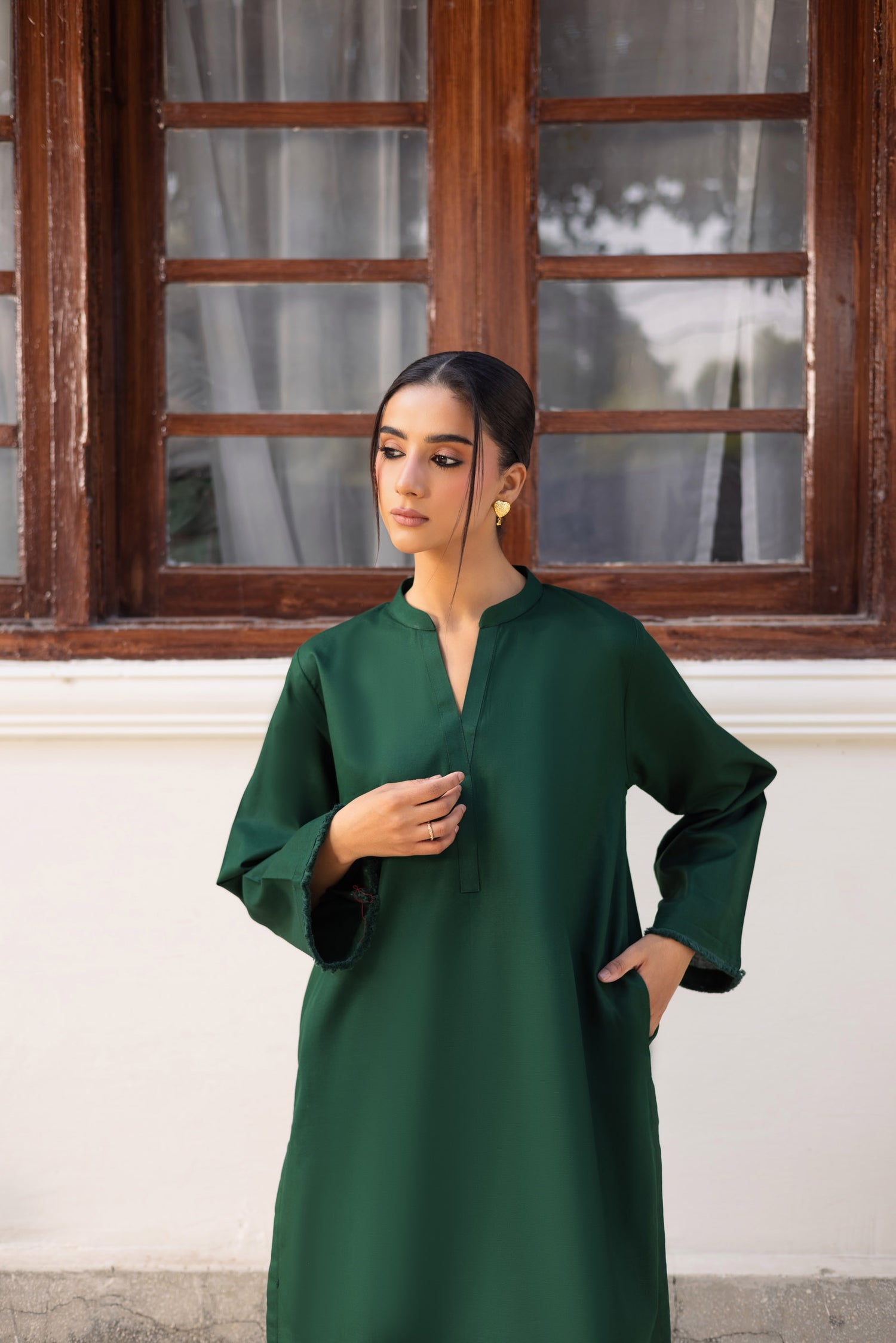 2 PC Khaddar Solid FSK 03 – Bottle Green