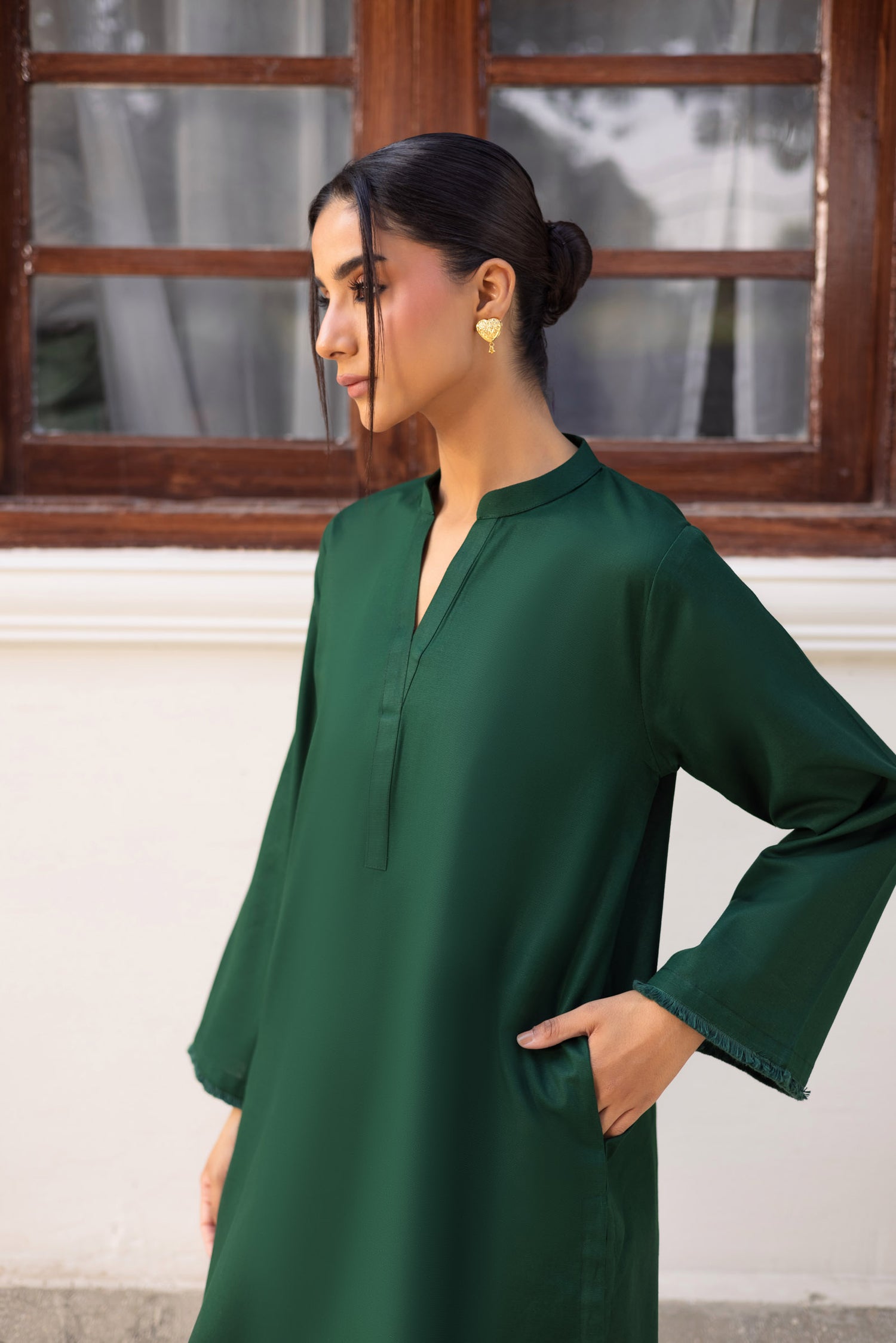 2 PC Khaddar Solid FSK 03 – Bottle Green