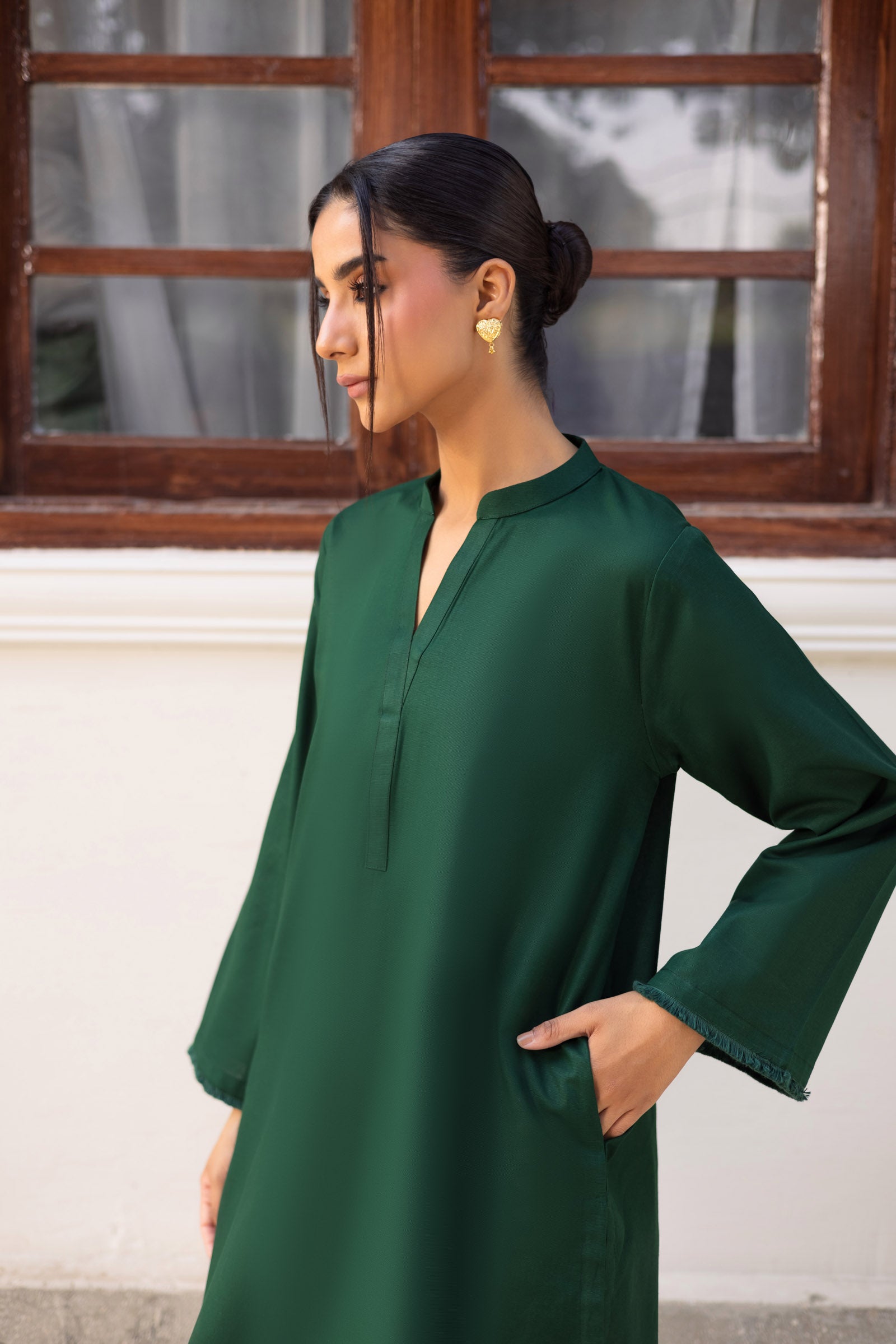 2 PC Khaddar Solid FSK 03 – Bottle Green