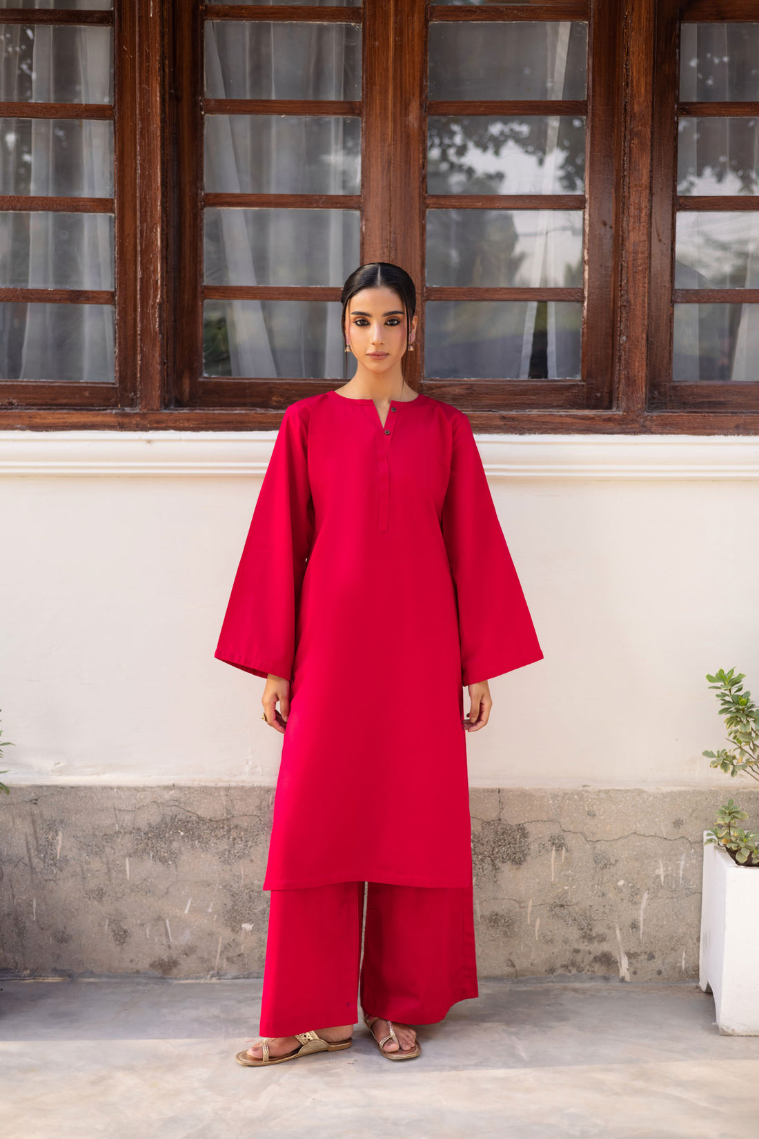 2 PC Khaddar Solid PSK 01 - Shocking Pink