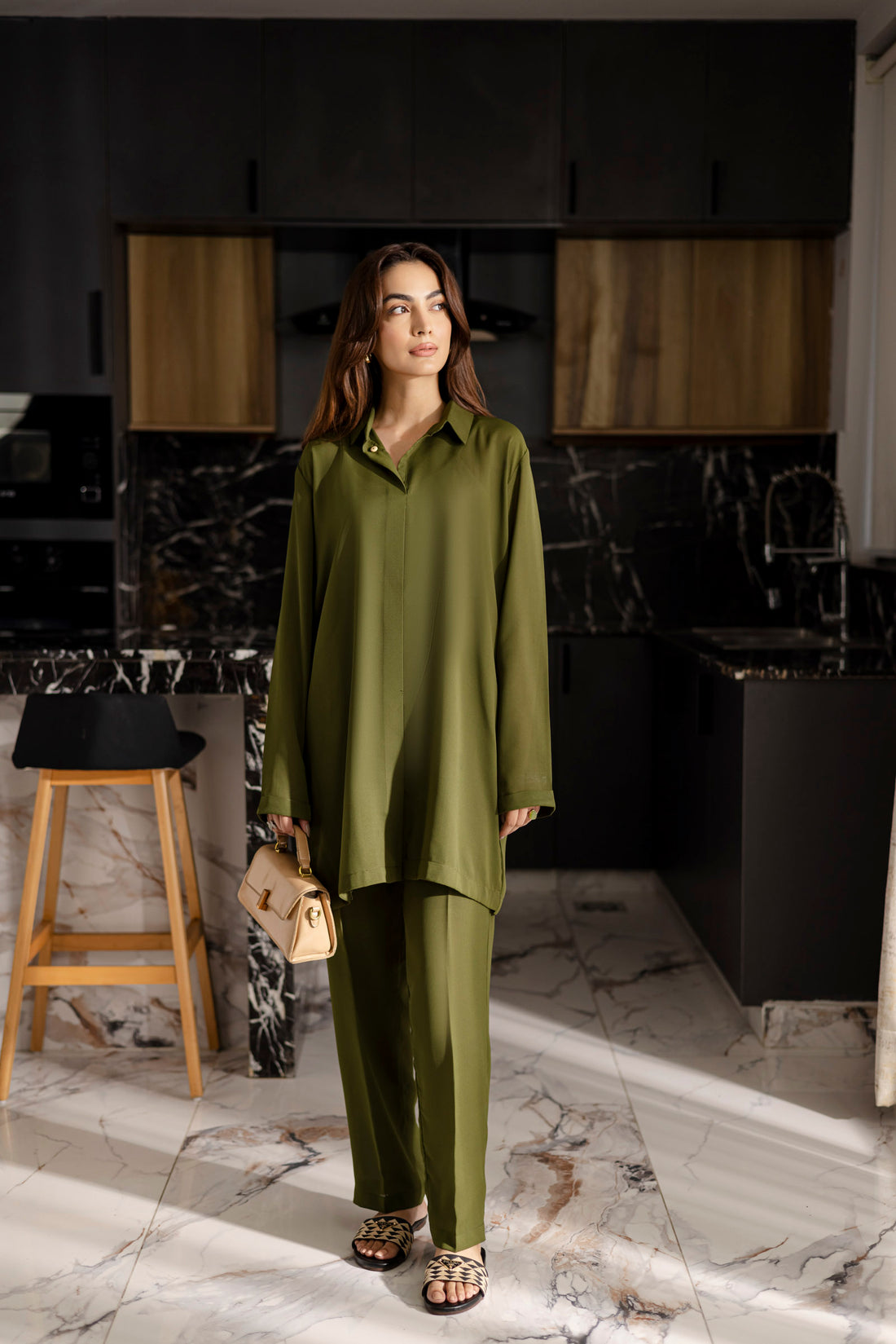 Solid 2PC Dress - SP-03 Olive